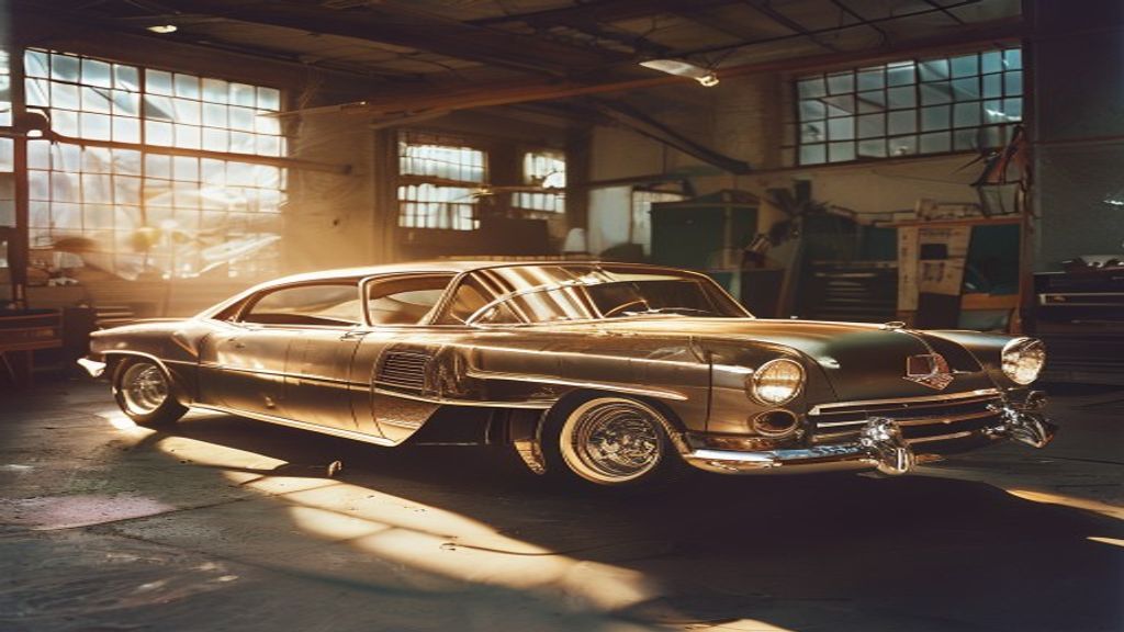 Classic car in a restoration workshop