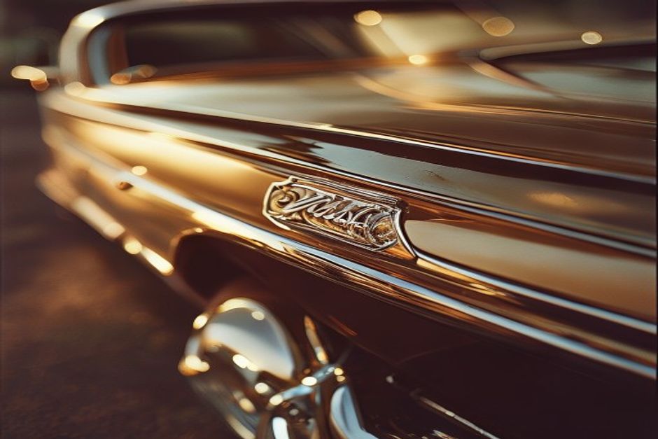 Vintage car chrome detail and bodywork