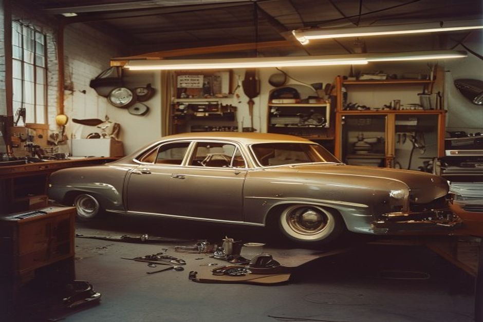 Classic car being restored